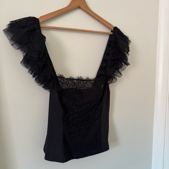 Free People Black Lace Top - Picture 4 of 5
